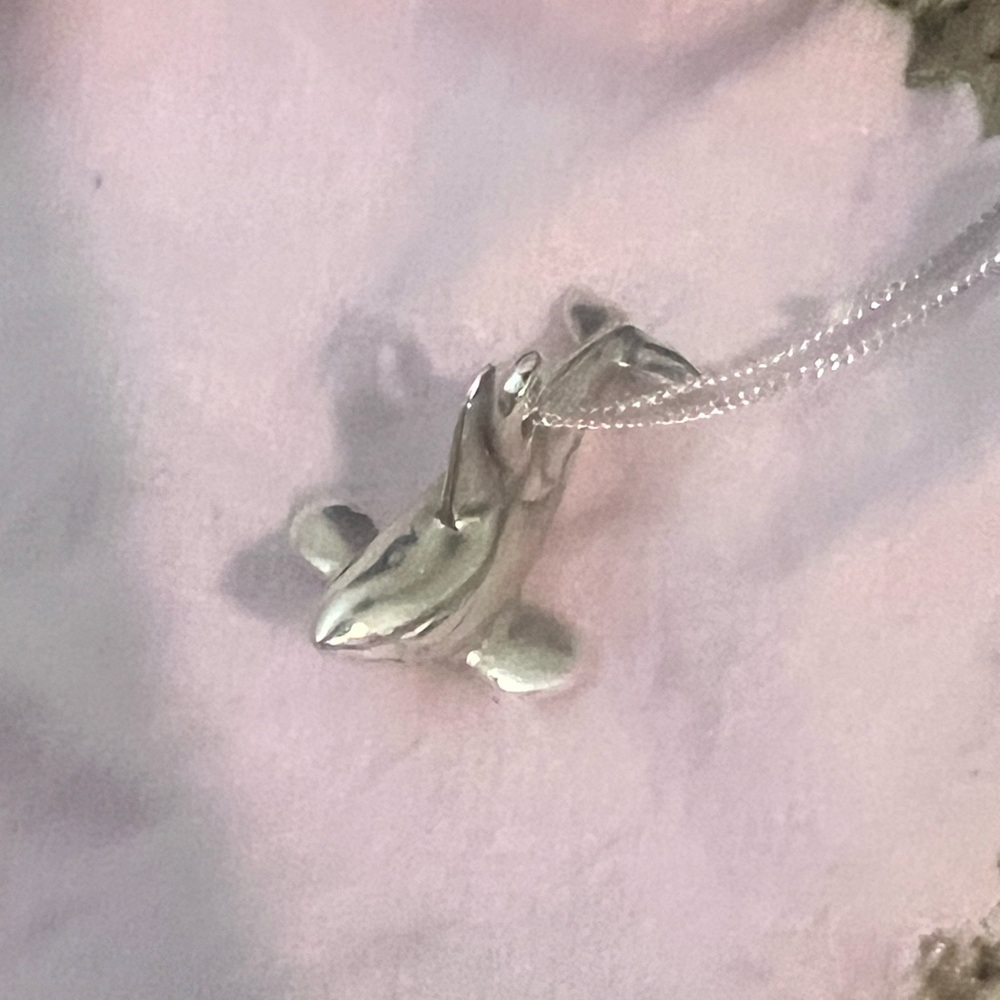 Silver orca Pendant Necklace